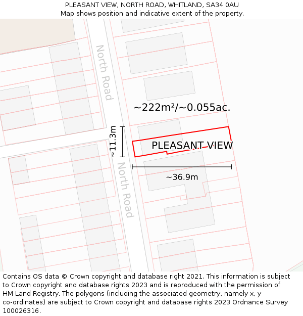 PLEASANT VIEW, NORTH ROAD, WHITLAND, SA34 0AU: Plot and title map