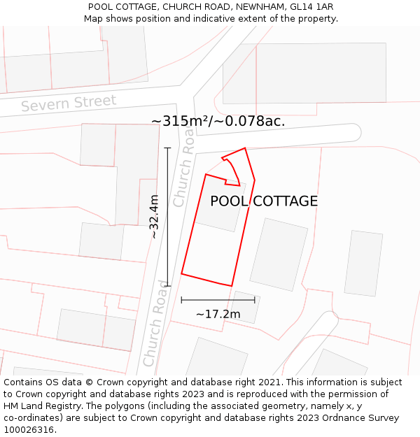 POOL COTTAGE, CHURCH ROAD, NEWNHAM, GL14 1AR: Plot and title map