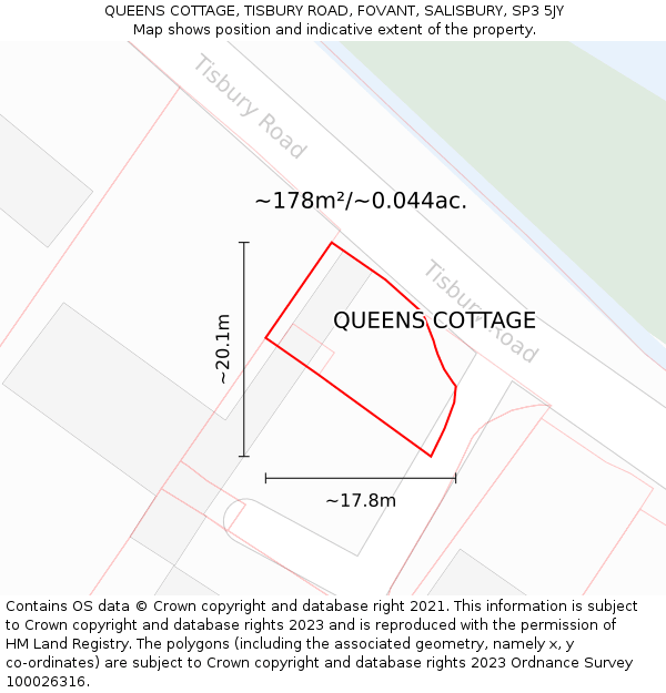 QUEENS COTTAGE, TISBURY ROAD, FOVANT, SALISBURY, SP3 5JY: Plot and title map