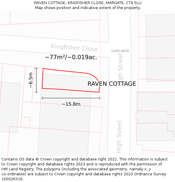 RAVEN COTTAGE, KINGFISHER CLOSE, MARGATE, CT9 5LU: Plot and title map