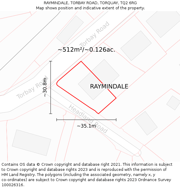 RAYMINDALE, TORBAY ROAD, TORQUAY, TQ2 6RG: Plot and title map