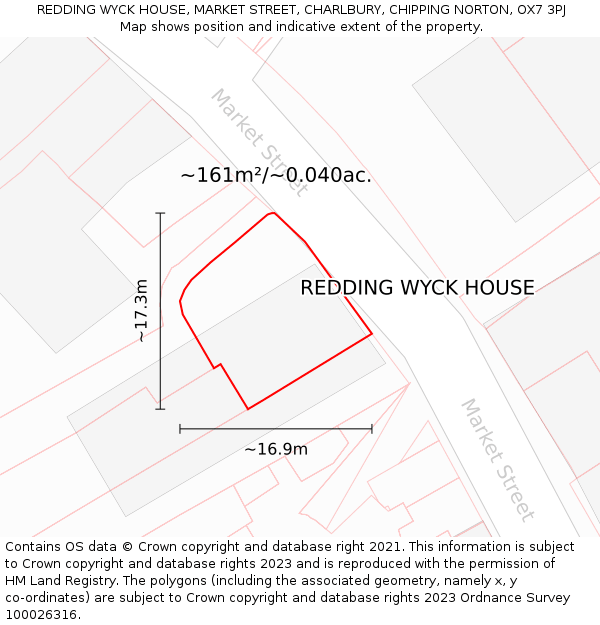 REDDING WYCK HOUSE, MARKET STREET, CHARLBURY, CHIPPING NORTON, OX7 3PJ: Plot and title map