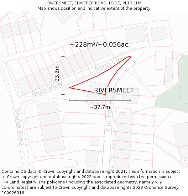 RIVERSMEET, ELM TREE ROAD, LOOE, PL13 1HY: Plot and title map