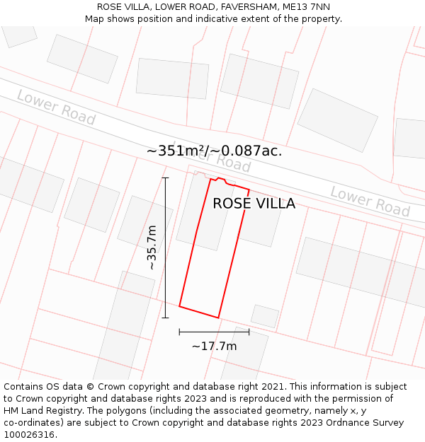 ROSE VILLA, LOWER ROAD, FAVERSHAM, ME13 7NN: Plot and title map