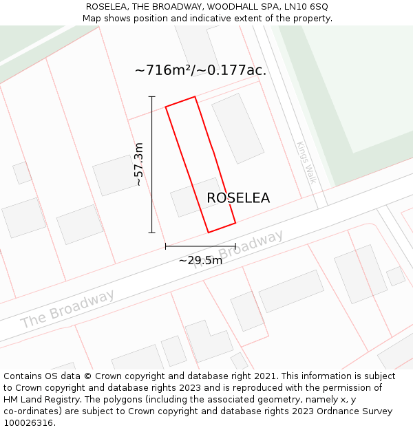 ROSELEA, THE BROADWAY, WOODHALL SPA, LN10 6SQ: Plot and title map