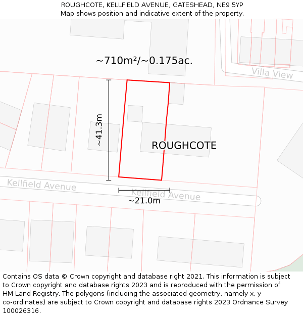 ROUGHCOTE, KELLFIELD AVENUE, GATESHEAD, NE9 5YP: Plot and title map