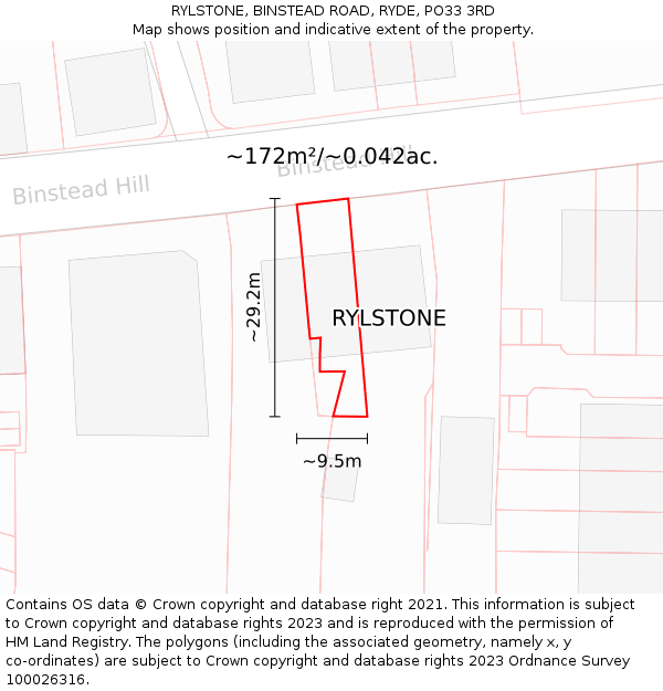 RYLSTONE, BINSTEAD ROAD, RYDE, PO33 3RD: Plot and title map