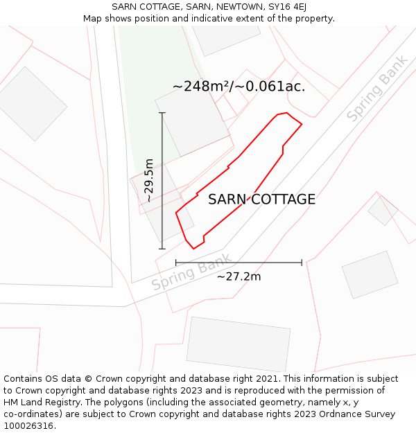 SARN COTTAGE, SARN, NEWTOWN, SY16 4EJ: Plot and title map