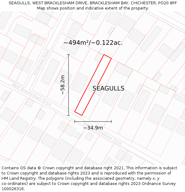 SEAGULLS, WEST BRACKLESHAM DRIVE, BRACKLESHAM BAY, CHICHESTER, PO20 8PF: Plot and title map
