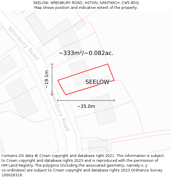 SEELOW, WRENBURY ROAD, ASTON, NANTWICH, CW5 8DQ: Plot and title map