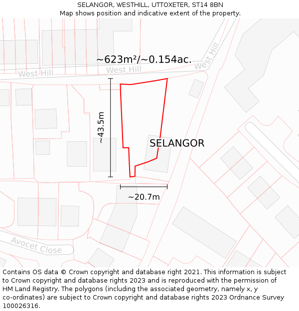 SELANGOR, WESTHILL, UTTOXETER, ST14 8BN: Plot and title map