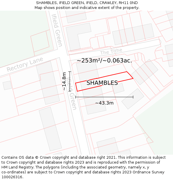 SHAMBLES, IFIELD GREEN, IFIELD, CRAWLEY, RH11 0ND: Plot and title map