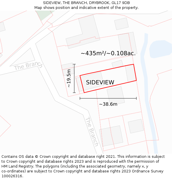 SIDEVIEW, THE BRANCH, DRYBROOK, GL17 9DB: Plot and title map