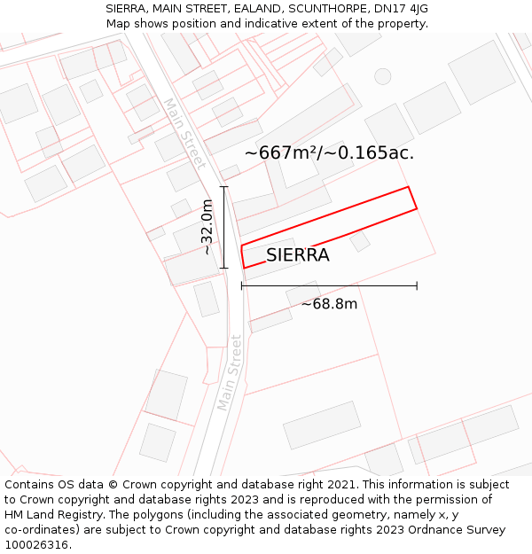 SIERRA, MAIN STREET, EALAND, SCUNTHORPE, DN17 4JG: Plot and title map