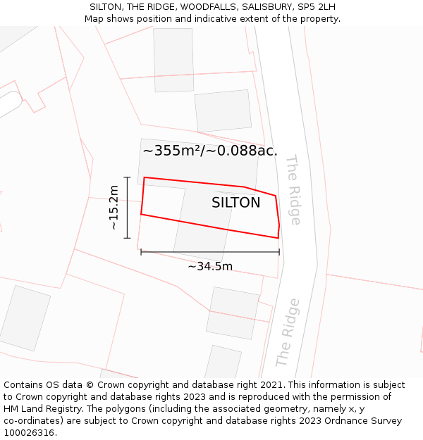 SILTON, THE RIDGE, WOODFALLS, SALISBURY, SP5 2LH: Plot and title map