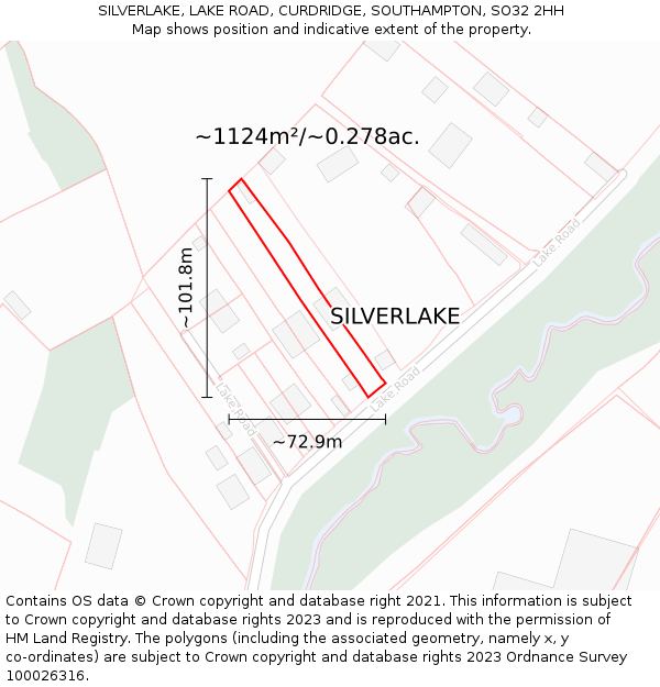 SILVERLAKE, LAKE ROAD, CURDRIDGE, SOUTHAMPTON, SO32 2HH: Plot and title map