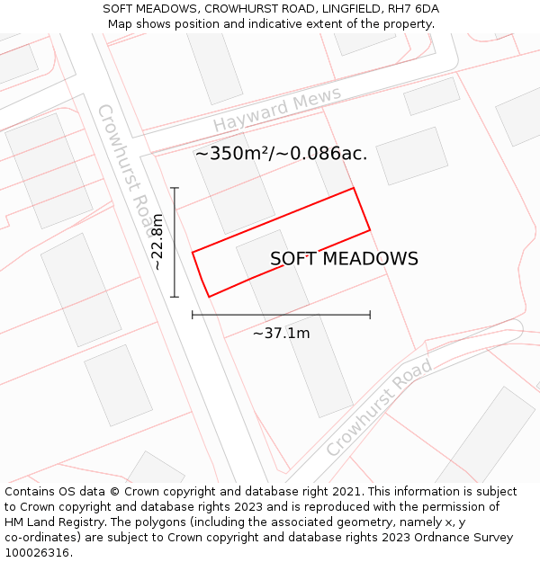 SOFT MEADOWS, CROWHURST ROAD, LINGFIELD, RH7 6DA: Plot and title map