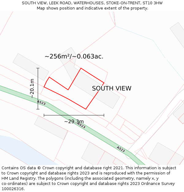 SOUTH VIEW, LEEK ROAD, WATERHOUSES, STOKE-ON-TRENT, ST10 3HW: Plot and title map
