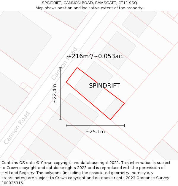 SPINDRIFT, CANNON ROAD, RAMSGATE, CT11 9SQ: Plot and title map