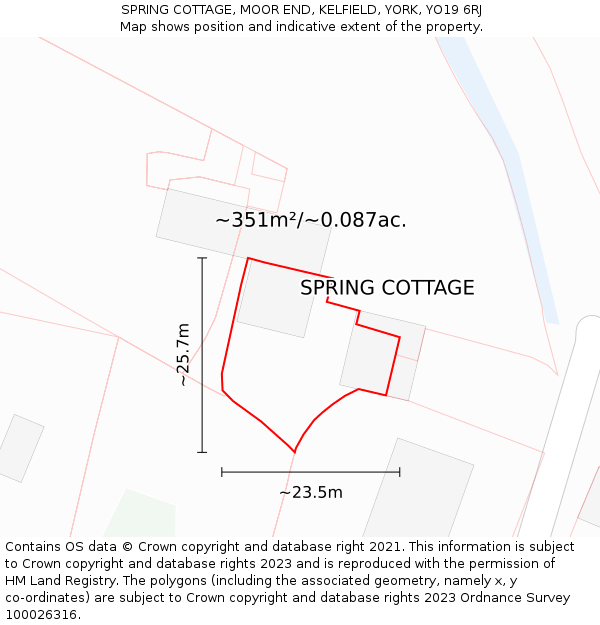 SPRING COTTAGE, MOOR END, KELFIELD, YORK, YO19 6RJ: Plot and title map