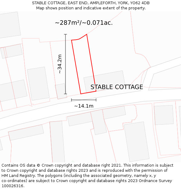 STABLE COTTAGE, EAST END, AMPLEFORTH, YORK, YO62 4DB: Plot and title map