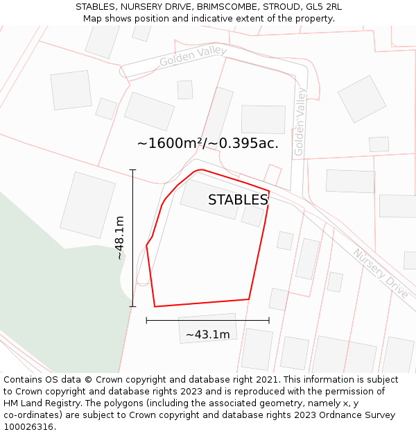 STABLES, NURSERY DRIVE, BRIMSCOMBE, STROUD, GL5 2RL: Plot and title map
