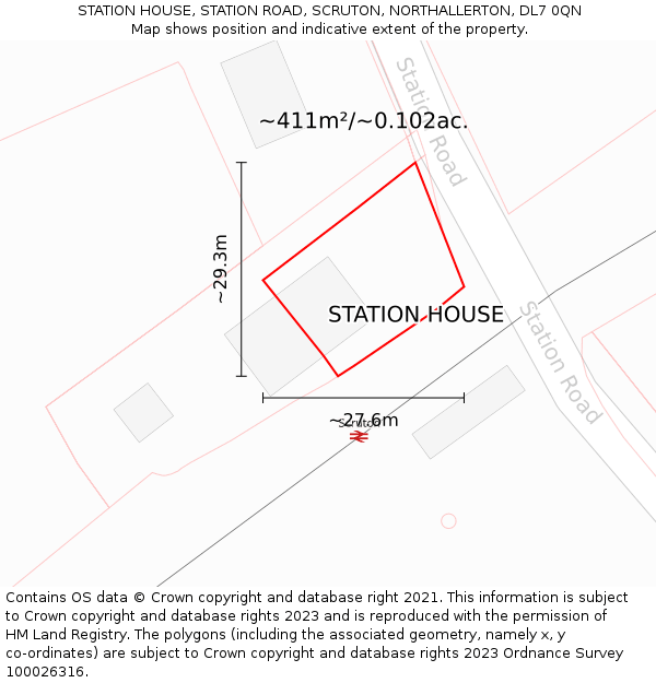 STATION HOUSE, STATION ROAD, SCRUTON, NORTHALLERTON, DL7 0QN: Plot and title map
