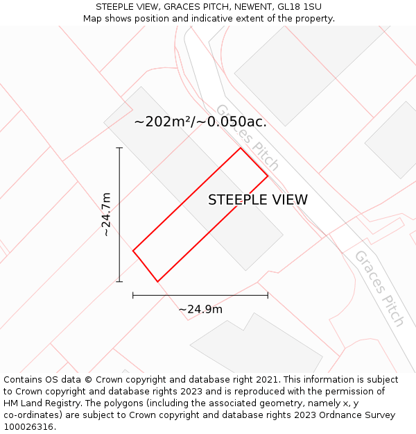 STEEPLE VIEW, GRACES PITCH, NEWENT, GL18 1SU: Plot and title map