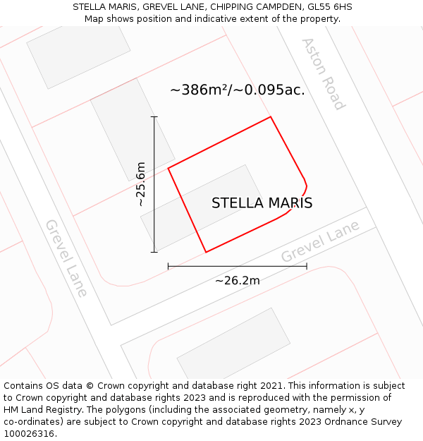 STELLA MARIS, GREVEL LANE, CHIPPING CAMPDEN, GL55 6HS: Plot and title map