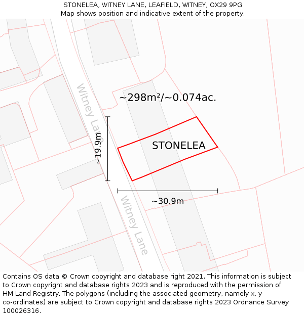 STONELEA, WITNEY LANE, LEAFIELD, WITNEY, OX29 9PG: Plot and title map