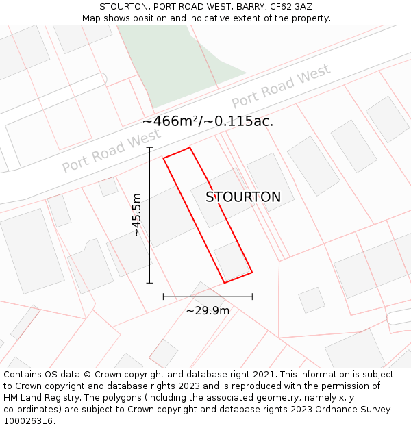 STOURTON, PORT ROAD WEST, BARRY, CF62 3AZ: Plot and title map