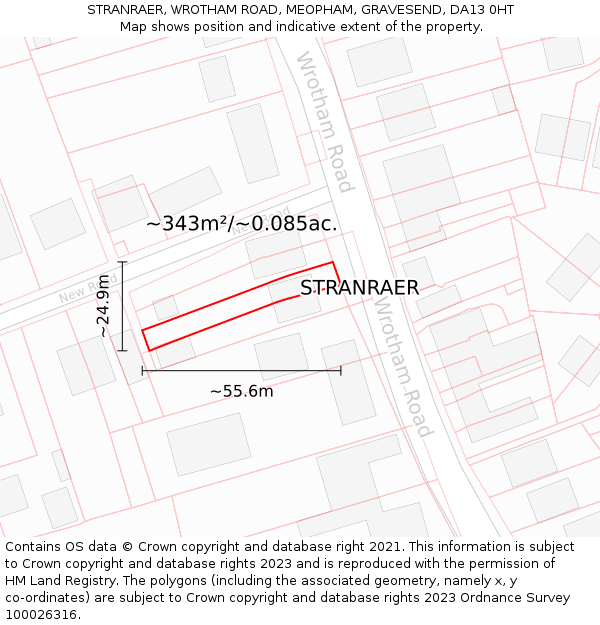 STRANRAER, WROTHAM ROAD, MEOPHAM, GRAVESEND, DA13 0HT: Plot and title map