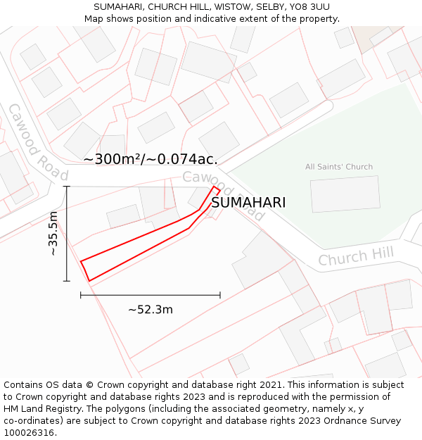 SUMAHARI, CHURCH HILL, WISTOW, SELBY, YO8 3UU: Plot and title map