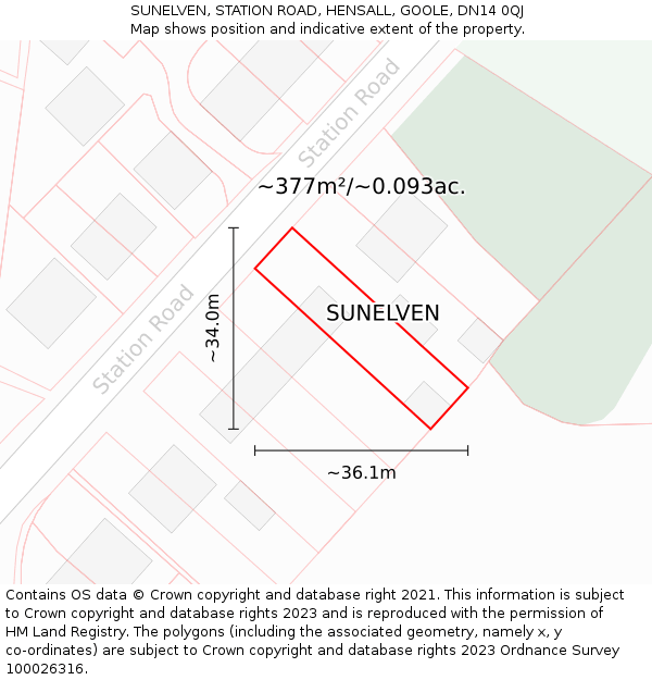 SUNELVEN, STATION ROAD, HENSALL, GOOLE, DN14 0QJ: Plot and title map