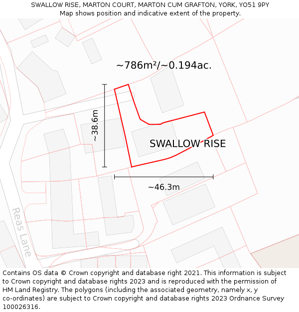 SWALLOW RISE, MARTON COURT, MARTON CUM GRAFTON, YORK, YO51 9PY: Plot and title map