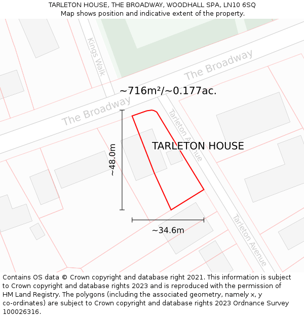 TARLETON HOUSE, THE BROADWAY, WOODHALL SPA, LN10 6SQ: Plot and title map
