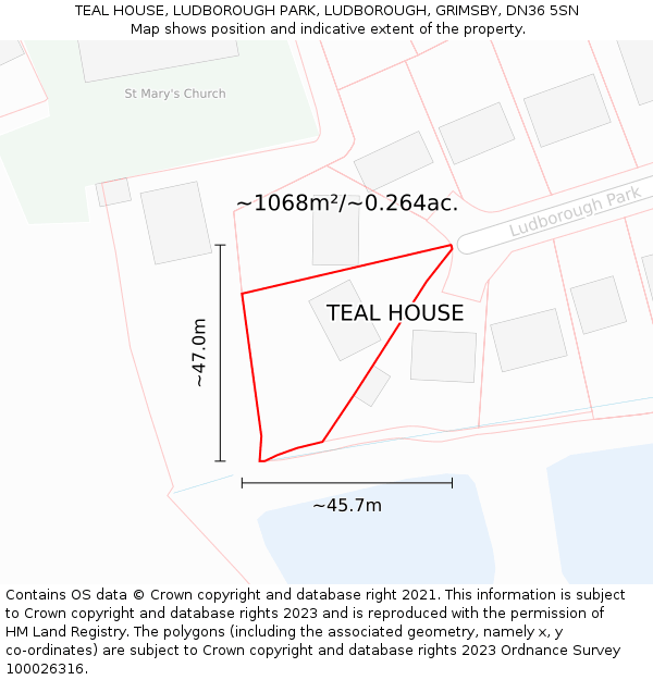 TEAL HOUSE, LUDBOROUGH PARK, LUDBOROUGH, GRIMSBY, DN36 5SN: Plot and title map