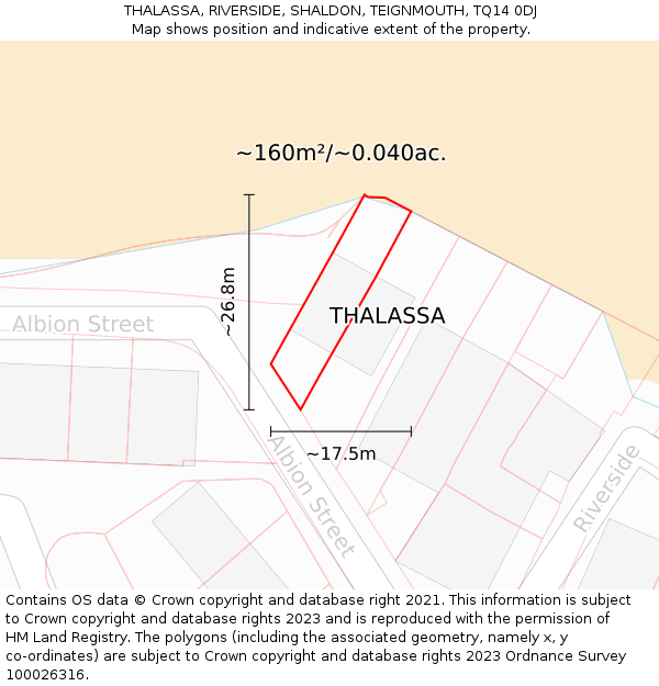THALASSA, RIVERSIDE, SHALDON, TEIGNMOUTH, TQ14 0DJ: Plot and title map
