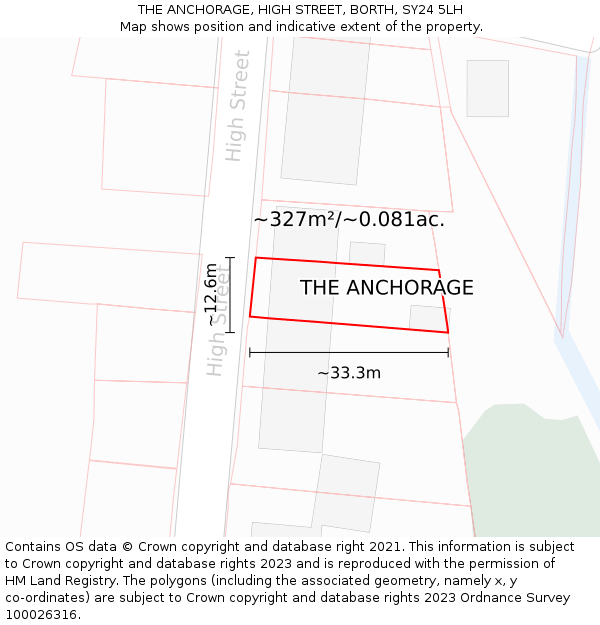 THE ANCHORAGE, HIGH STREET, BORTH, SY24 5LH: Plot and title map