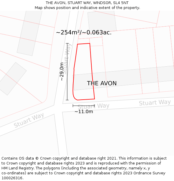 THE AVON, STUART WAY, WINDSOR, SL4 5NT: Plot and title map