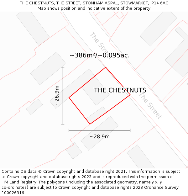 THE CHESTNUTS, THE STREET, STONHAM ASPAL, STOWMARKET, IP14 6AG: Plot and title map
