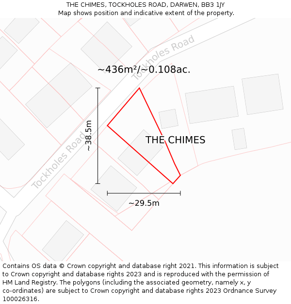 THE CHIMES, TOCKHOLES ROAD, DARWEN, BB3 1JY: Plot and title map