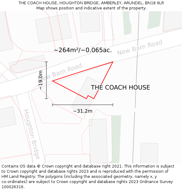 THE COACH HOUSE, HOUGHTON BRIDGE, AMBERLEY, ARUNDEL, BN18 9LR: Plot and title map