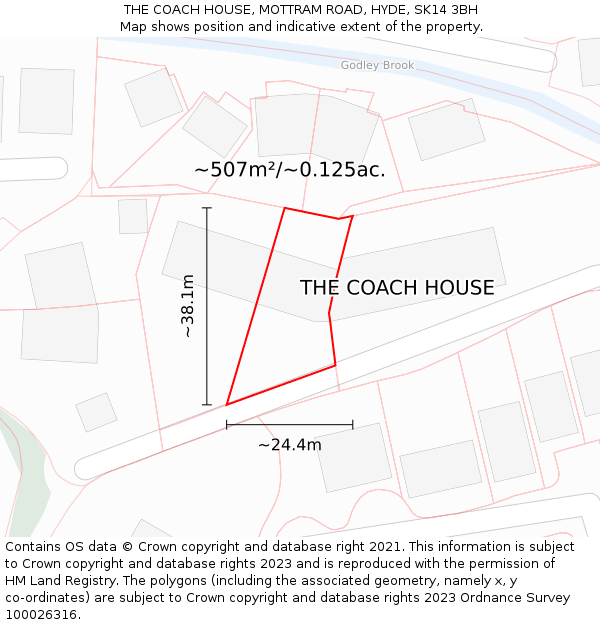 THE COACH HOUSE, MOTTRAM ROAD, HYDE, SK14 3BH: Plot and title map