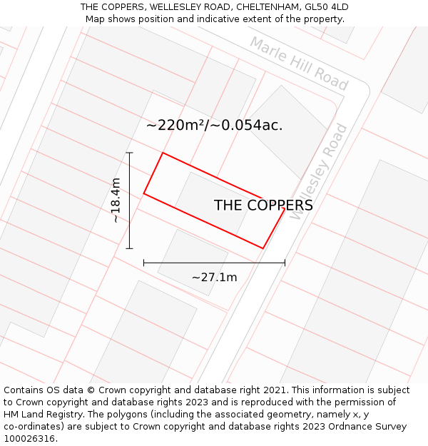 THE COPPERS, WELLESLEY ROAD, CHELTENHAM, GL50 4LD: Plot and title map