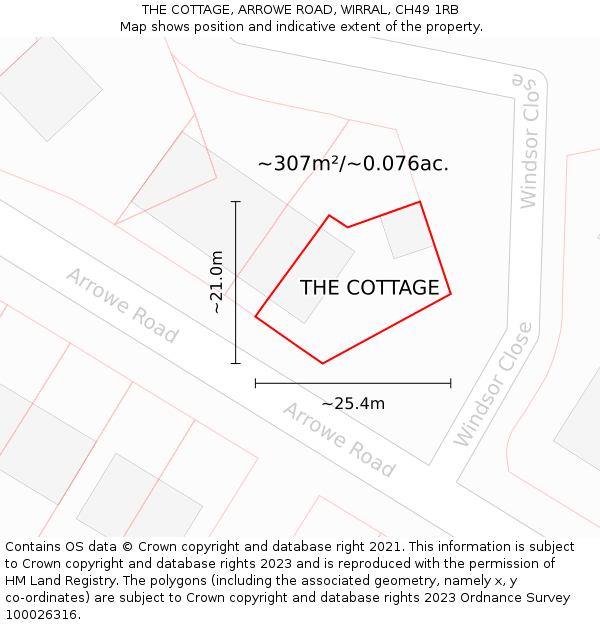THE COTTAGE, ARROWE ROAD, WIRRAL, CH49 1RB: Plot and title map