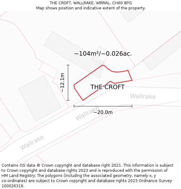 THE CROFT, WALLRAKE, WIRRAL, CH60 8PG: Plot and title map