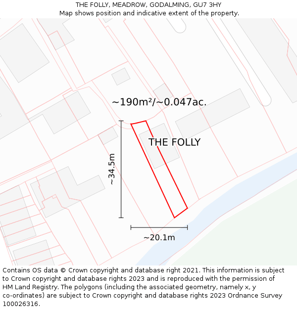 THE FOLLY, MEADROW, GODALMING, GU7 3HY: Plot and title map