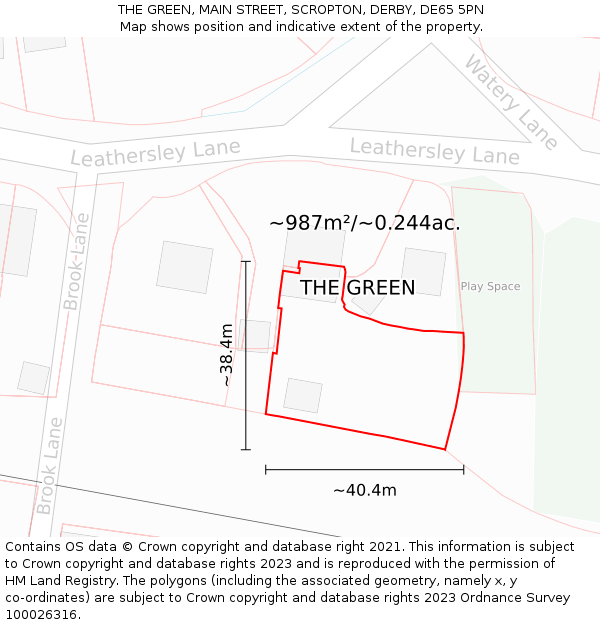 THE GREEN, MAIN STREET, SCROPTON, DERBY, DE65 5PN: Plot and title map