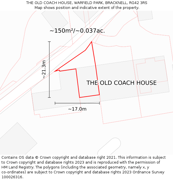 THE OLD COACH HOUSE, WARFIELD PARK, BRACKNELL, RG42 3RS: Plot and title map